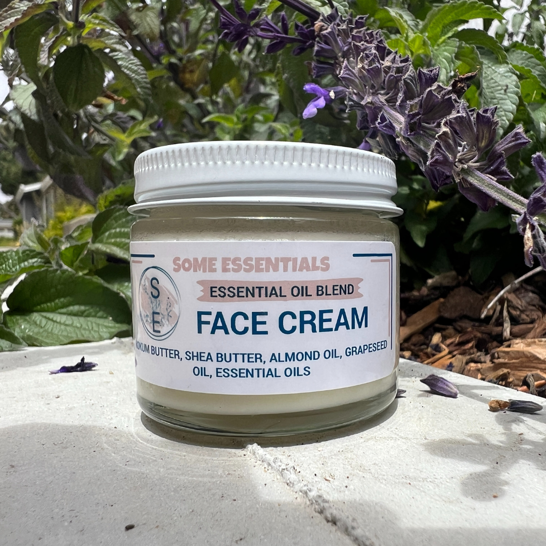 All natural face cream with kokum butter, shea butter, almond oil, grapeseed oil and essential oil blend
