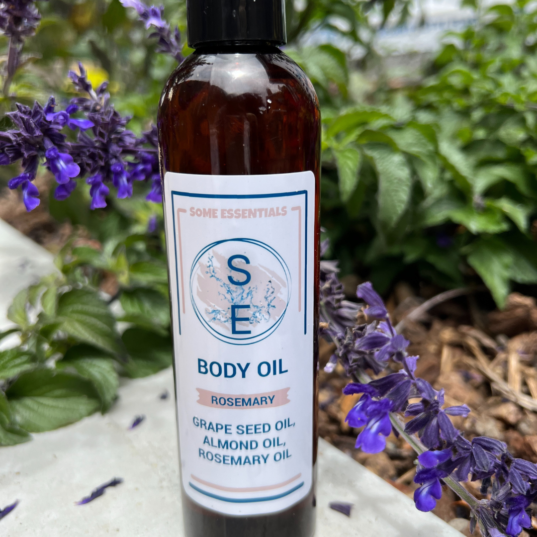 All natural body oil with a blend of essential oils, almond and grapeseed oil